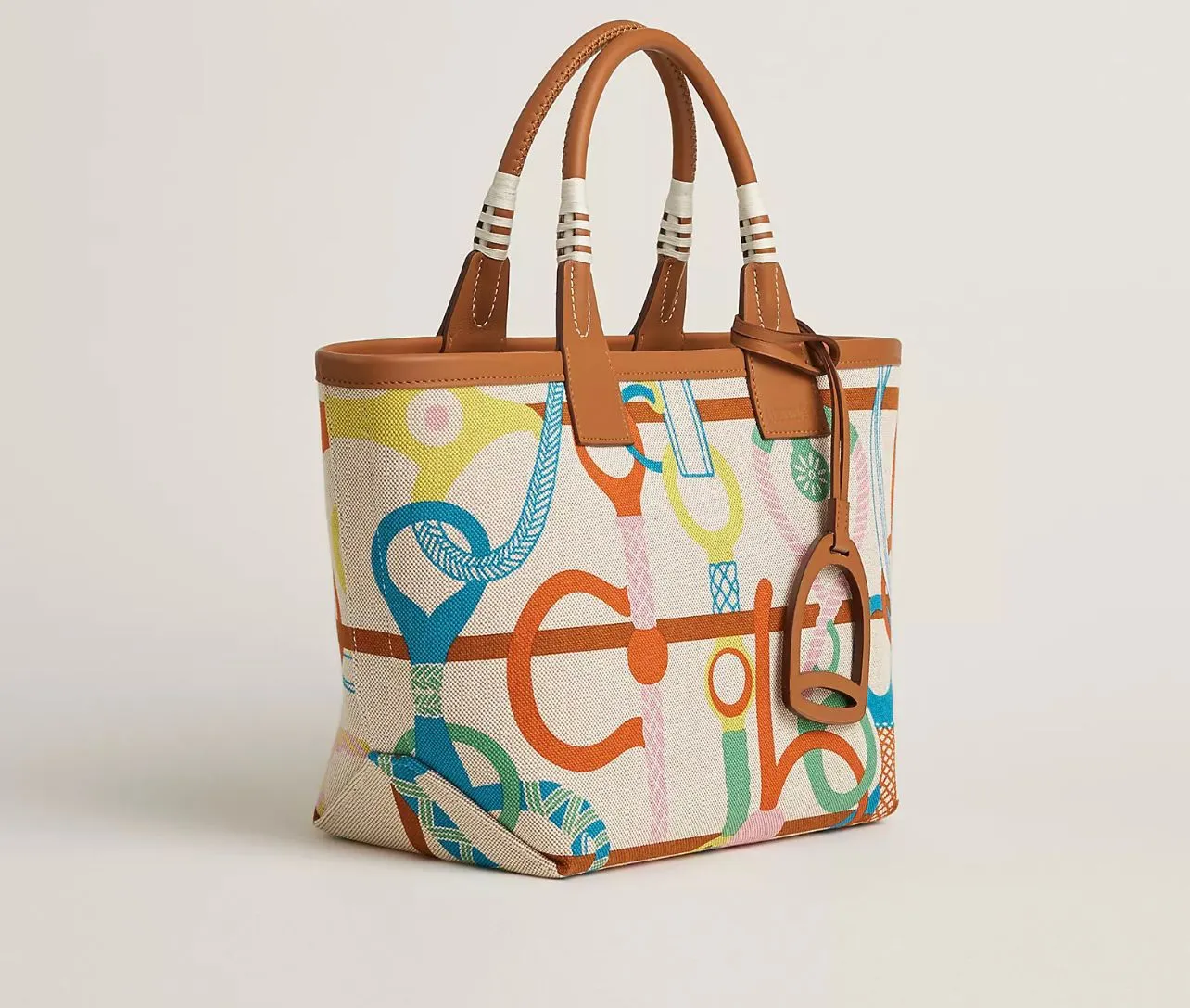 𝐇 Steeple Bag In Canvas & Calfskin Leather