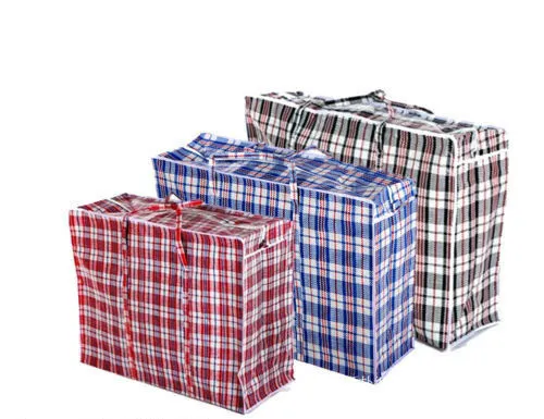 1x Extra Large Checkered Bags  - Striped Shopping Bags - 78cm x 65cm x 25cm
