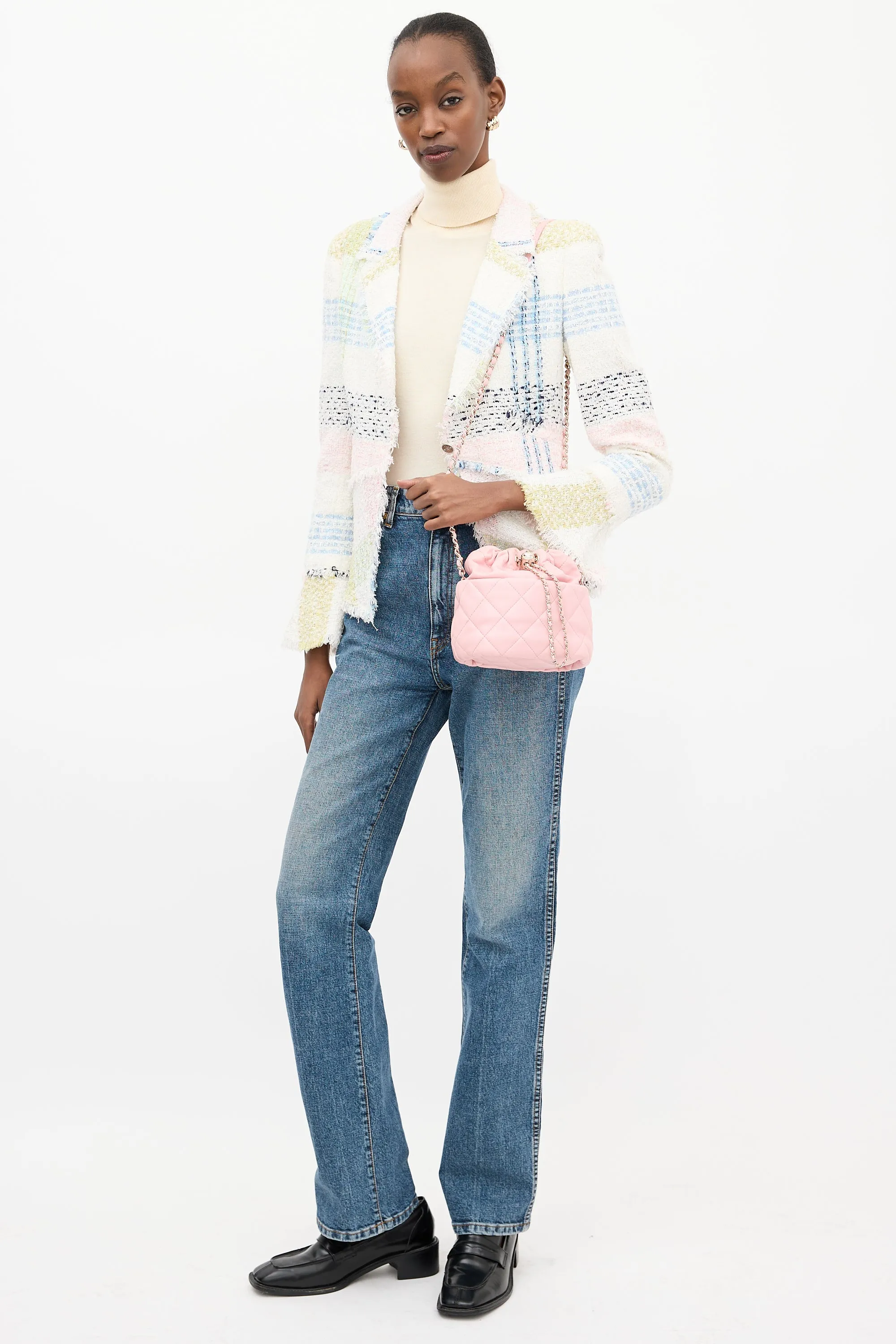 2021 Pink Leather Bucket Crossbody Bag