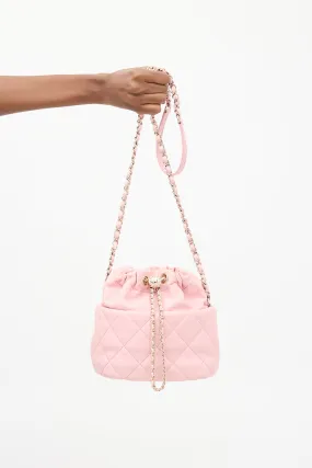 2021 Pink Leather Bucket Crossbody Bag