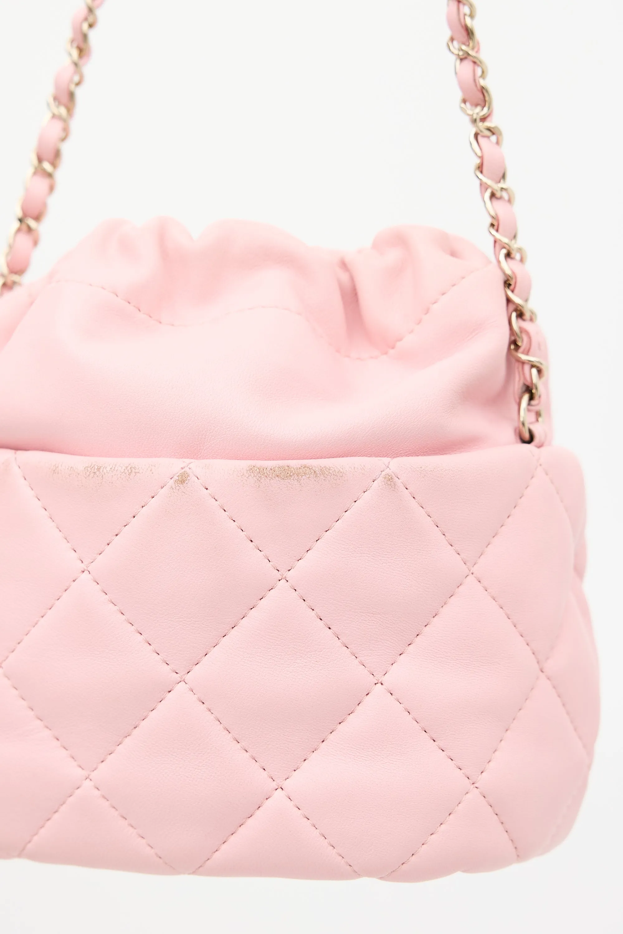 2021 Pink Leather Bucket Crossbody Bag