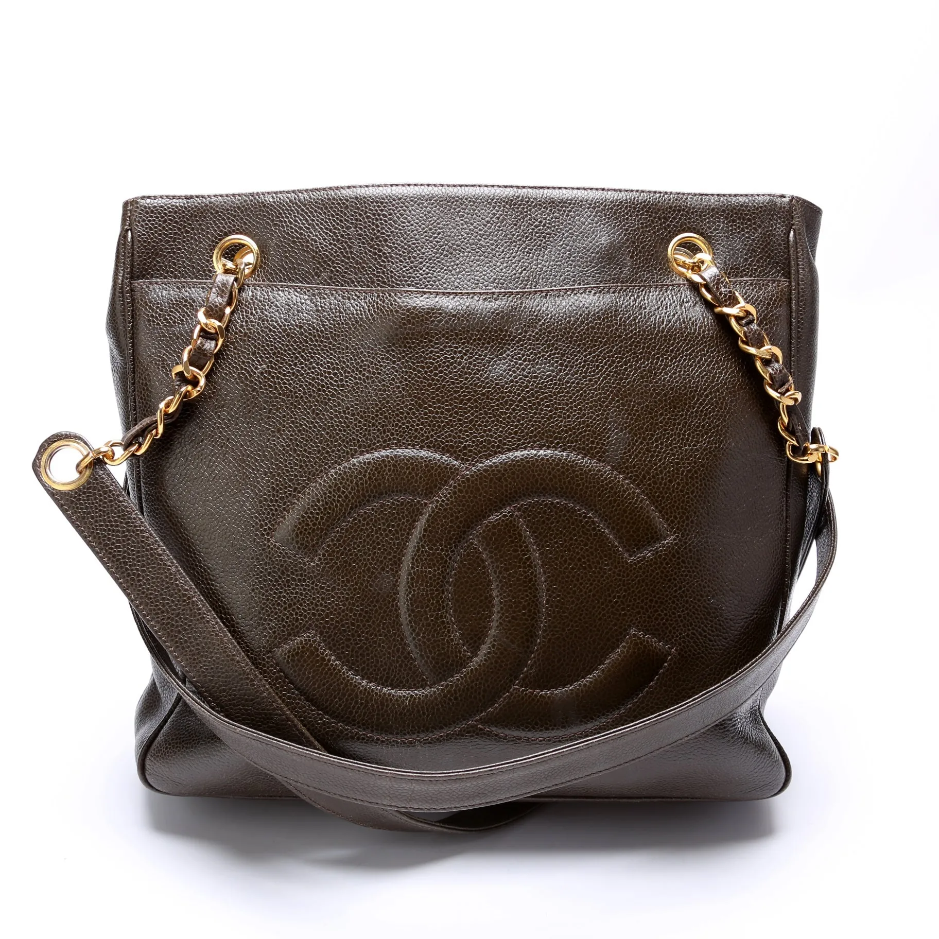 CC Double Pocket Shopping Tote Caviar Vintage