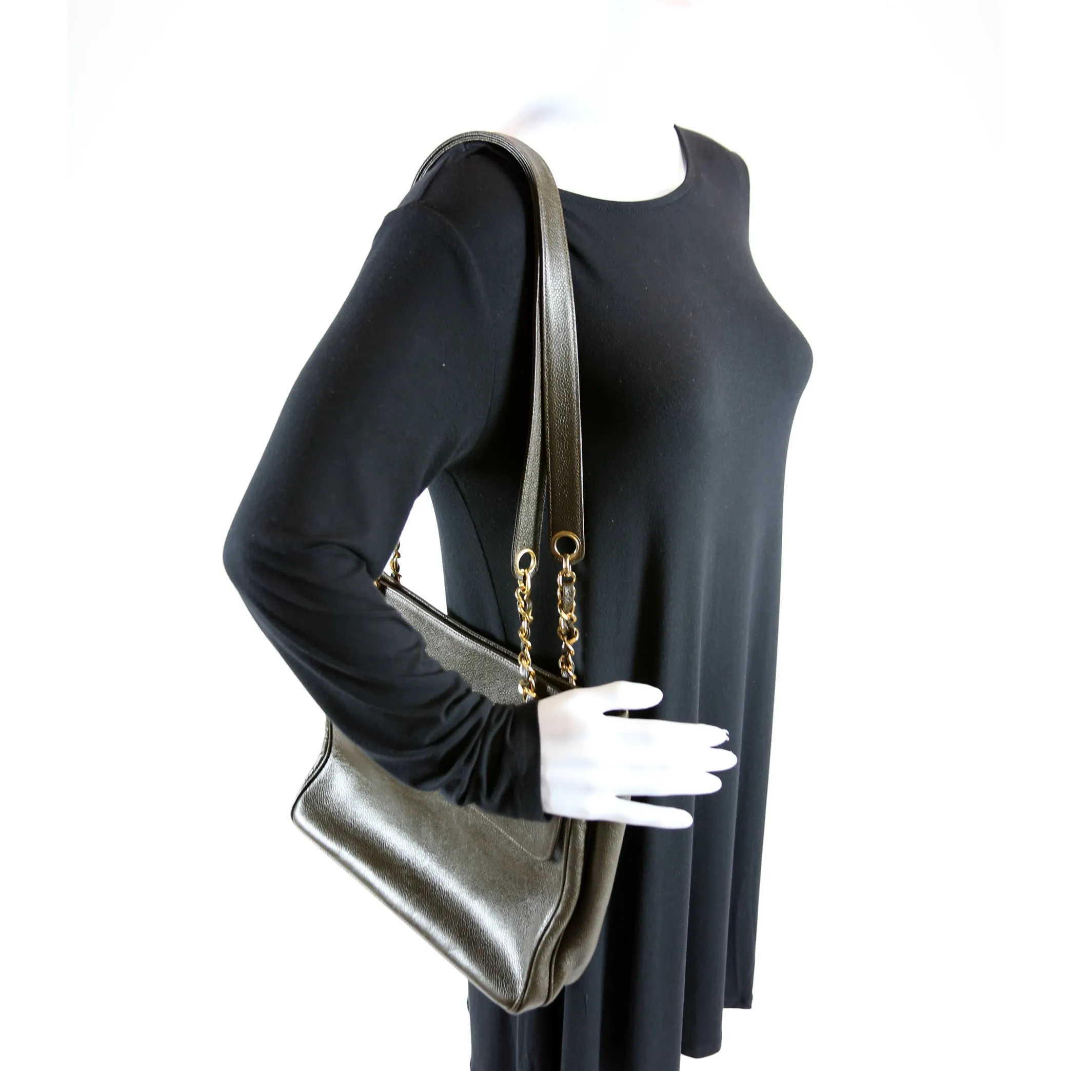 CC Double Pocket Shopping Tote Caviar Vintage