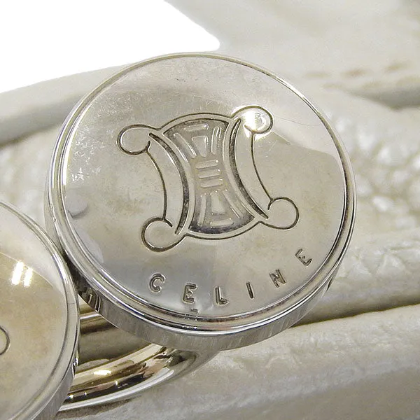 Celine Macadam Plate Metal Clasp Shoulder Bag Pearl White