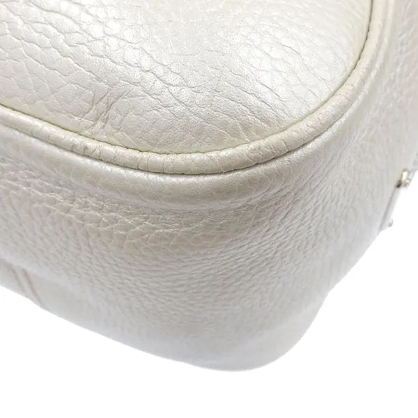 Celine Macadam Plate Metal Clasp Shoulder Bag Pearl White