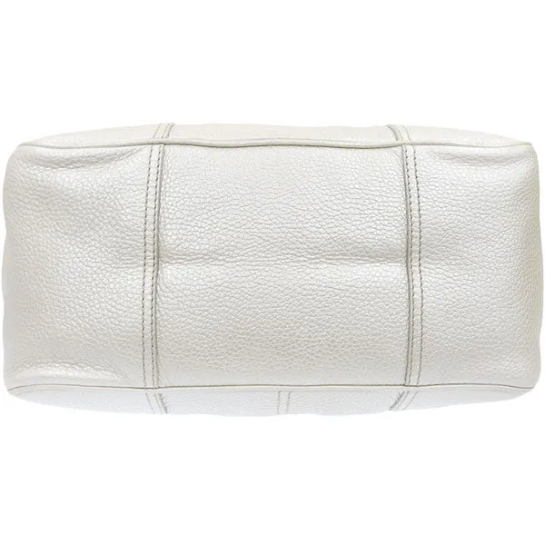 Celine Macadam Plate Metal Clasp Shoulder Bag Pearl White