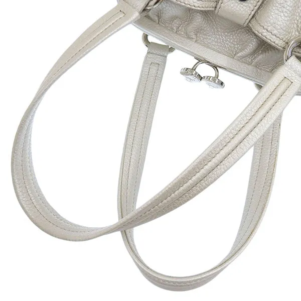 Celine Macadam Plate Metal Clasp Shoulder Bag Pearl White
