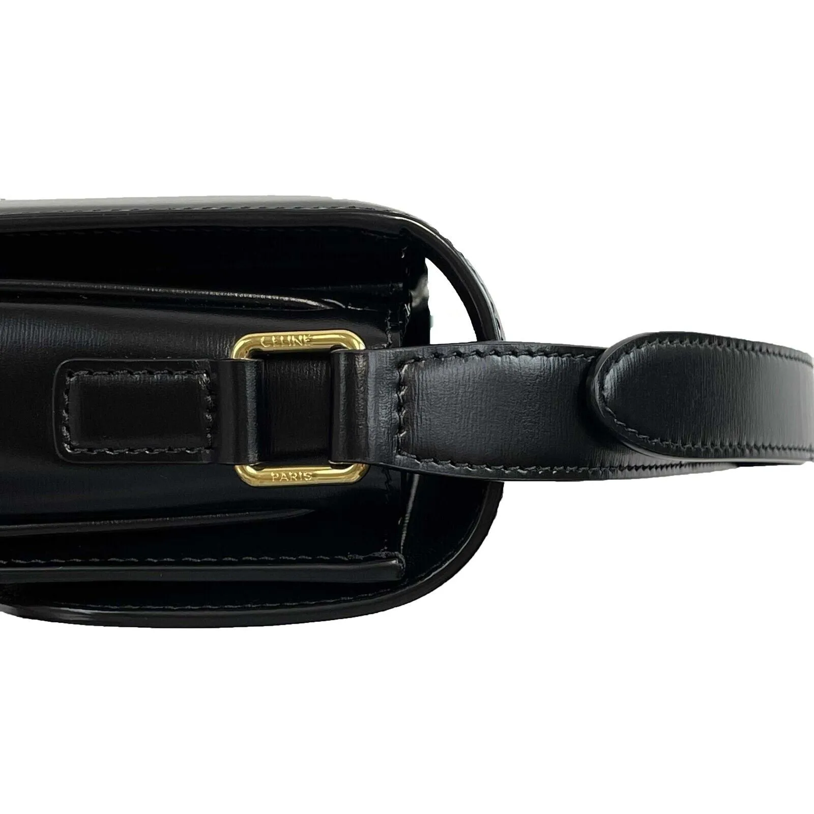 Celine Triomphe Medium Handbag - New Without Tags - Black Shiny Calfskin Leather