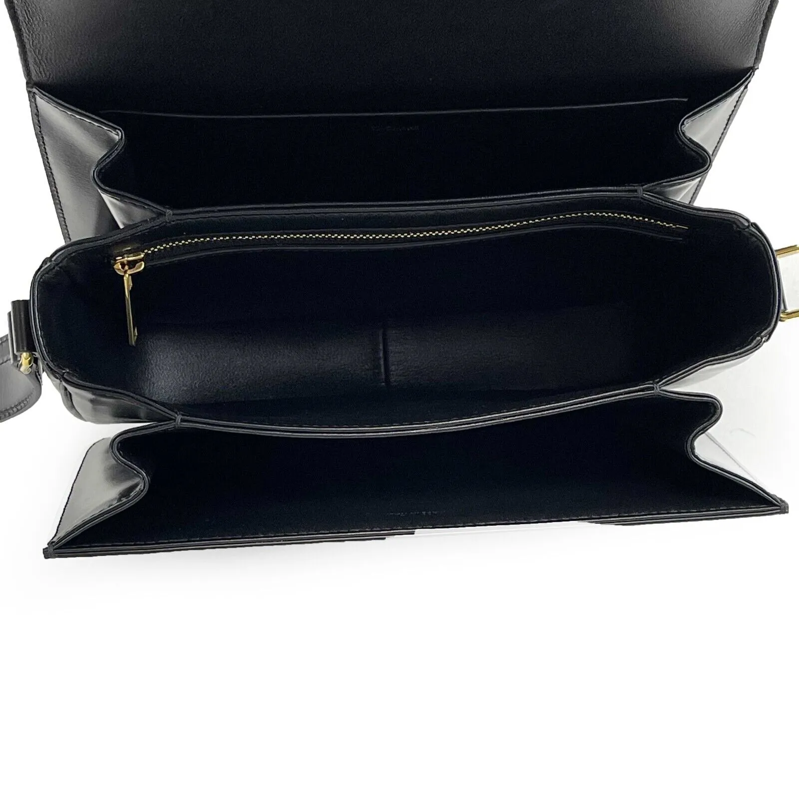 Celine Triomphe Medium Handbag - New Without Tags - Black Shiny Calfskin Leather