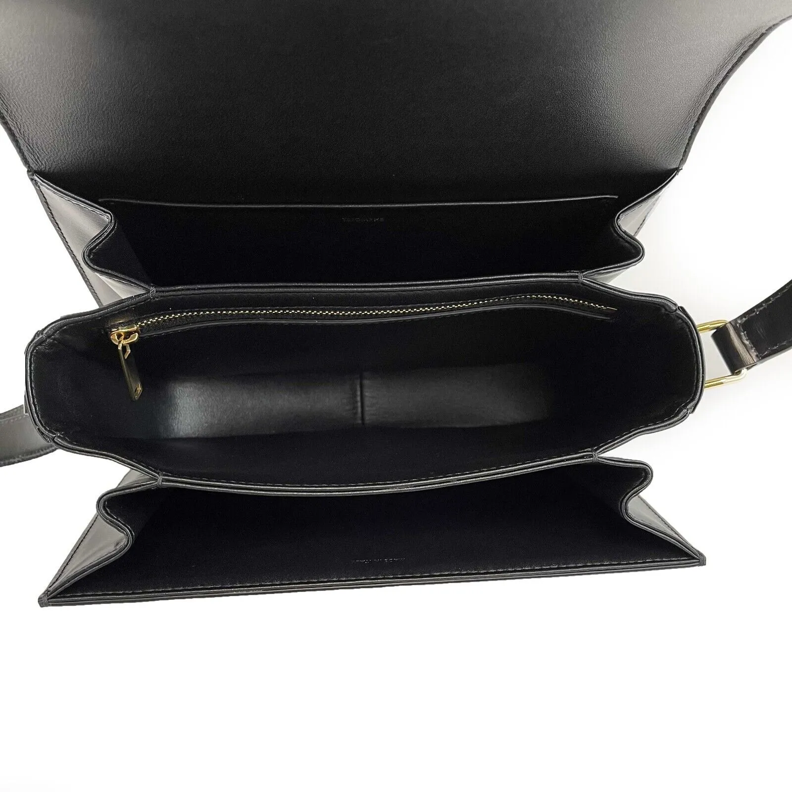 Celine Triomphe Medium Handbag - New Without Tags - Black Shiny Calfskin Leather