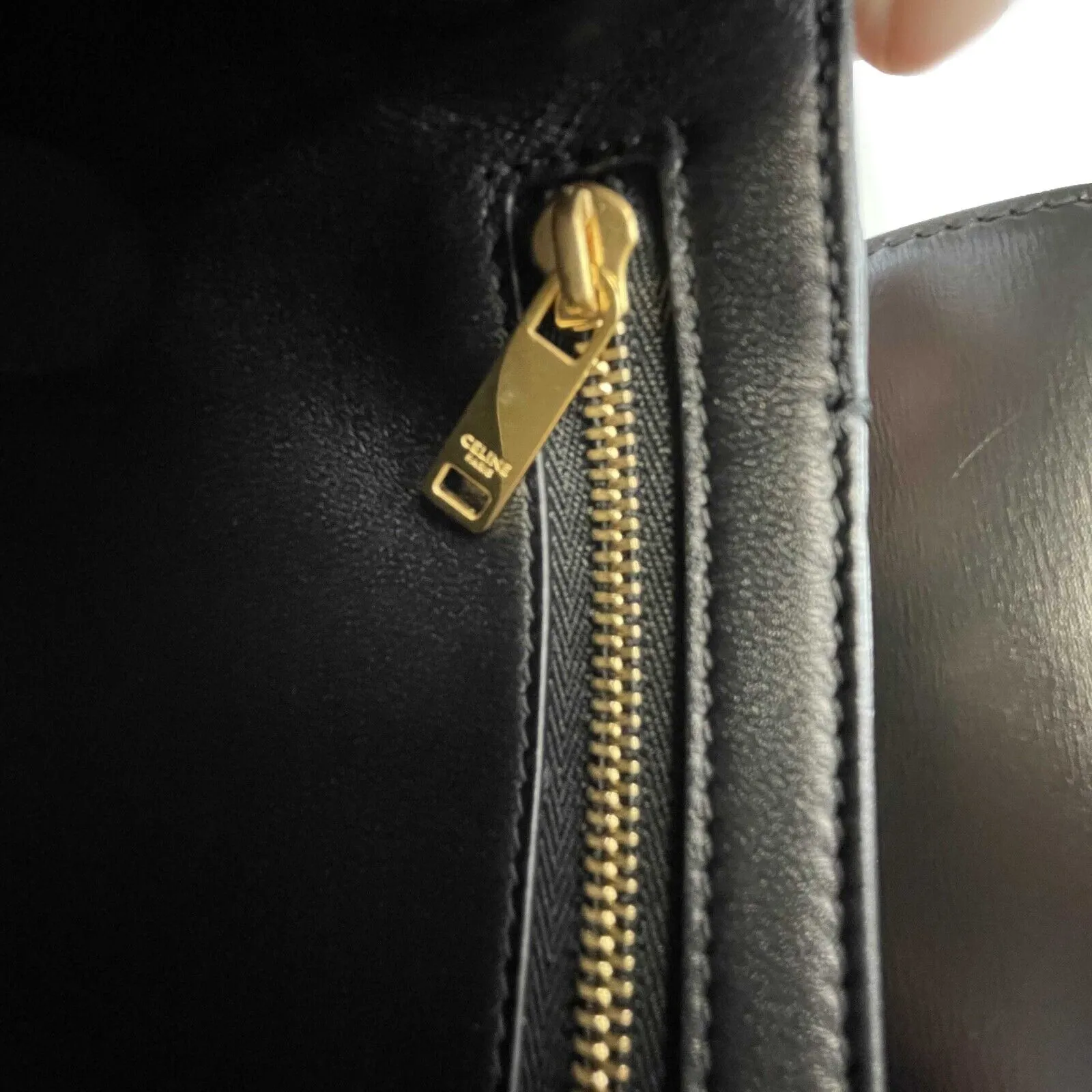 Celine Triomphe Medium Handbag - New Without Tags - Black Shiny Calfskin Leather