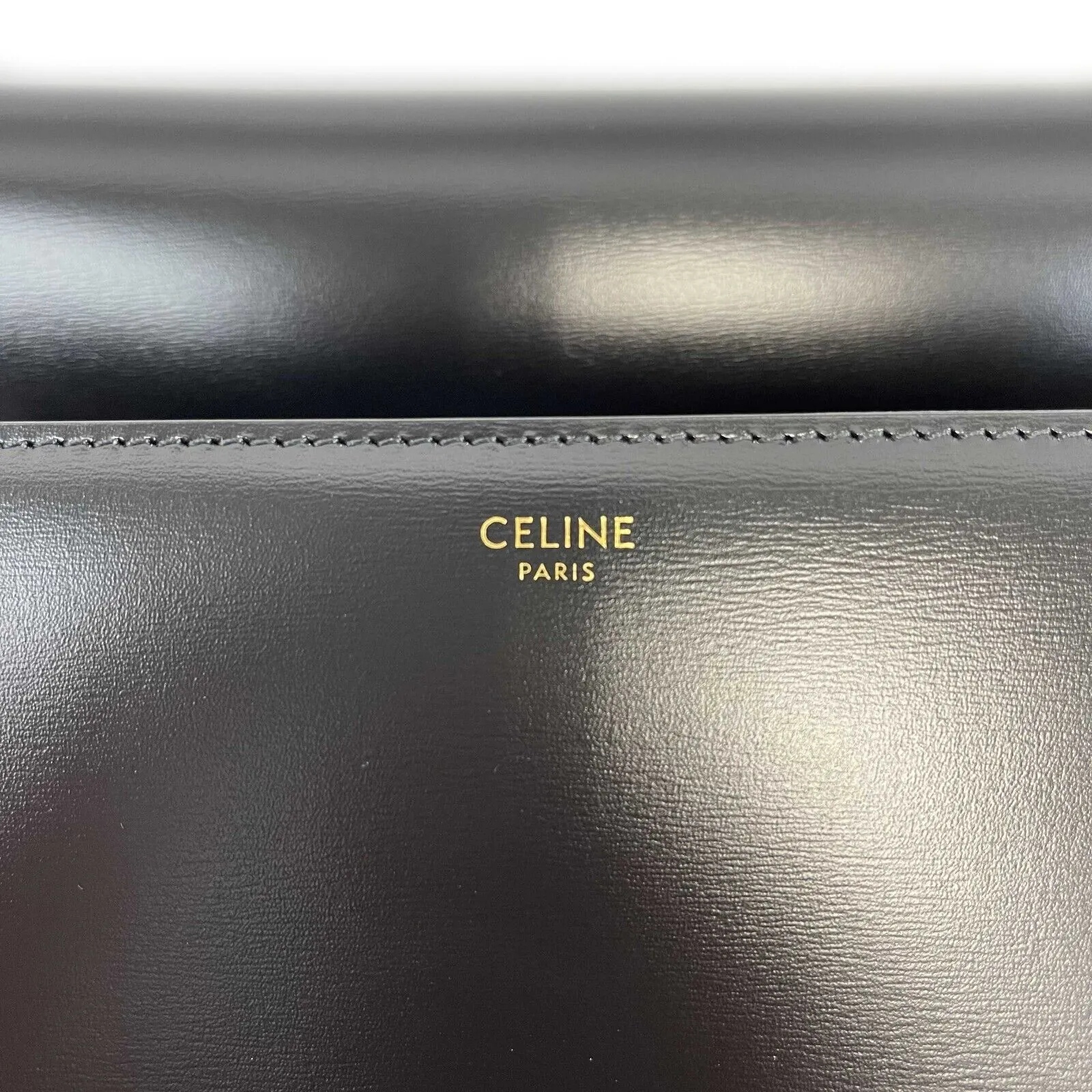Celine Triomphe Medium Handbag - New Without Tags - Black Shiny Calfskin Leather