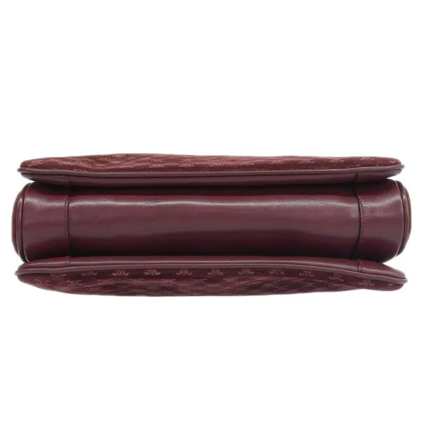 Celine Suede Leather Combination Macadam Pattern Logo Plate Shoulder Bag Bordeaux