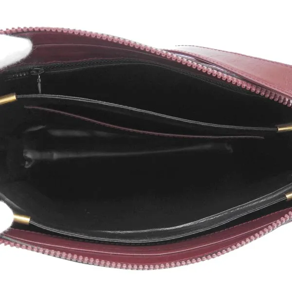 Celine Suede Leather Combination Macadam Pattern Logo Plate Shoulder Bag Bordeaux