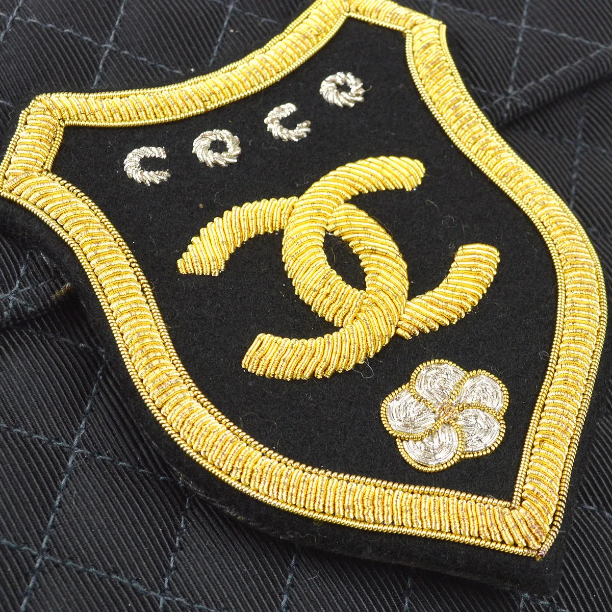 CHANEL 2004-2005 Emblem Chain Shoulder Bag Black 97457