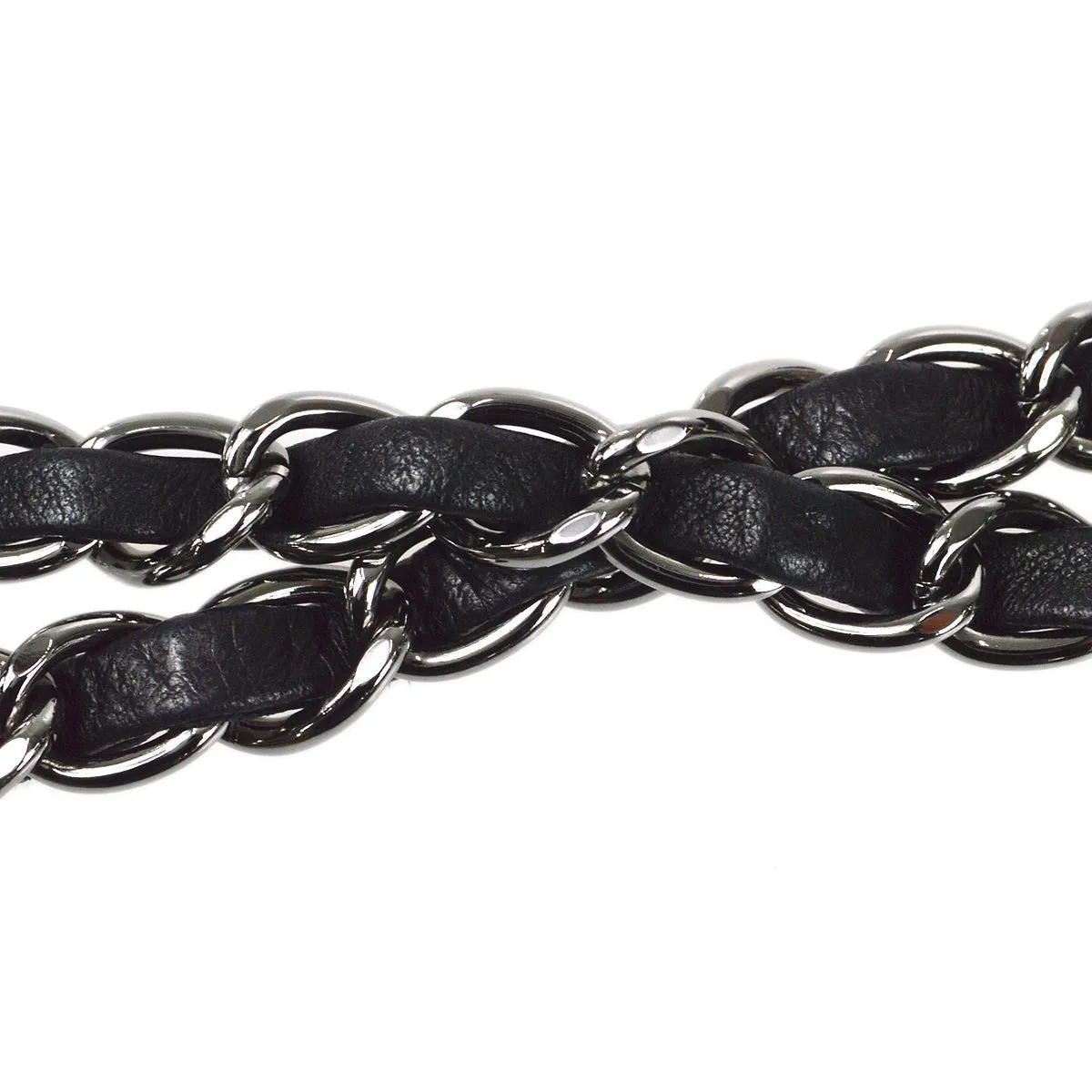 CHANEL 2004-2005 Emblem Chain Shoulder Bag Black 97457