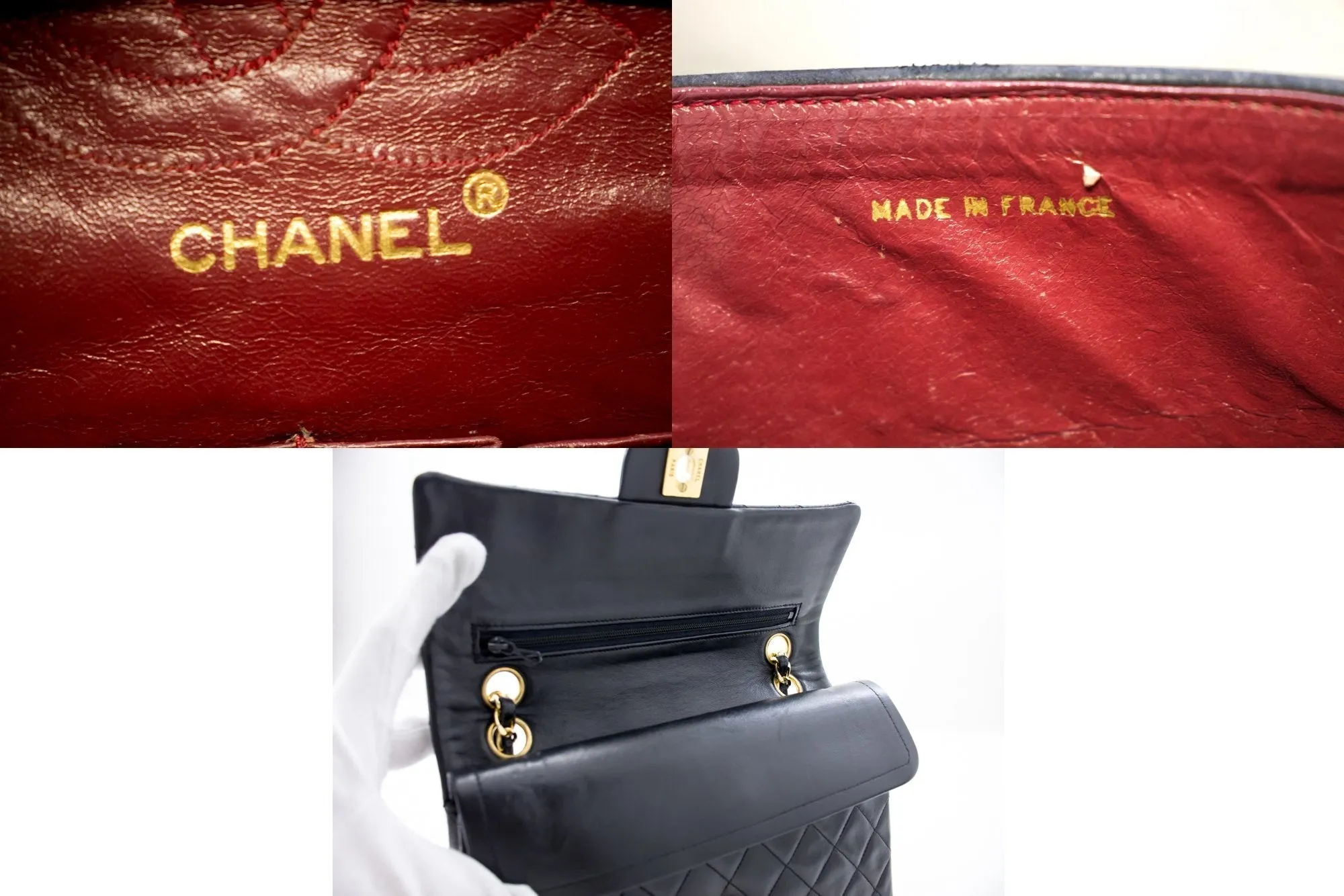 CHANEL 2.55 Double Flap Small Chain Shoulder Bag Black Lambskin