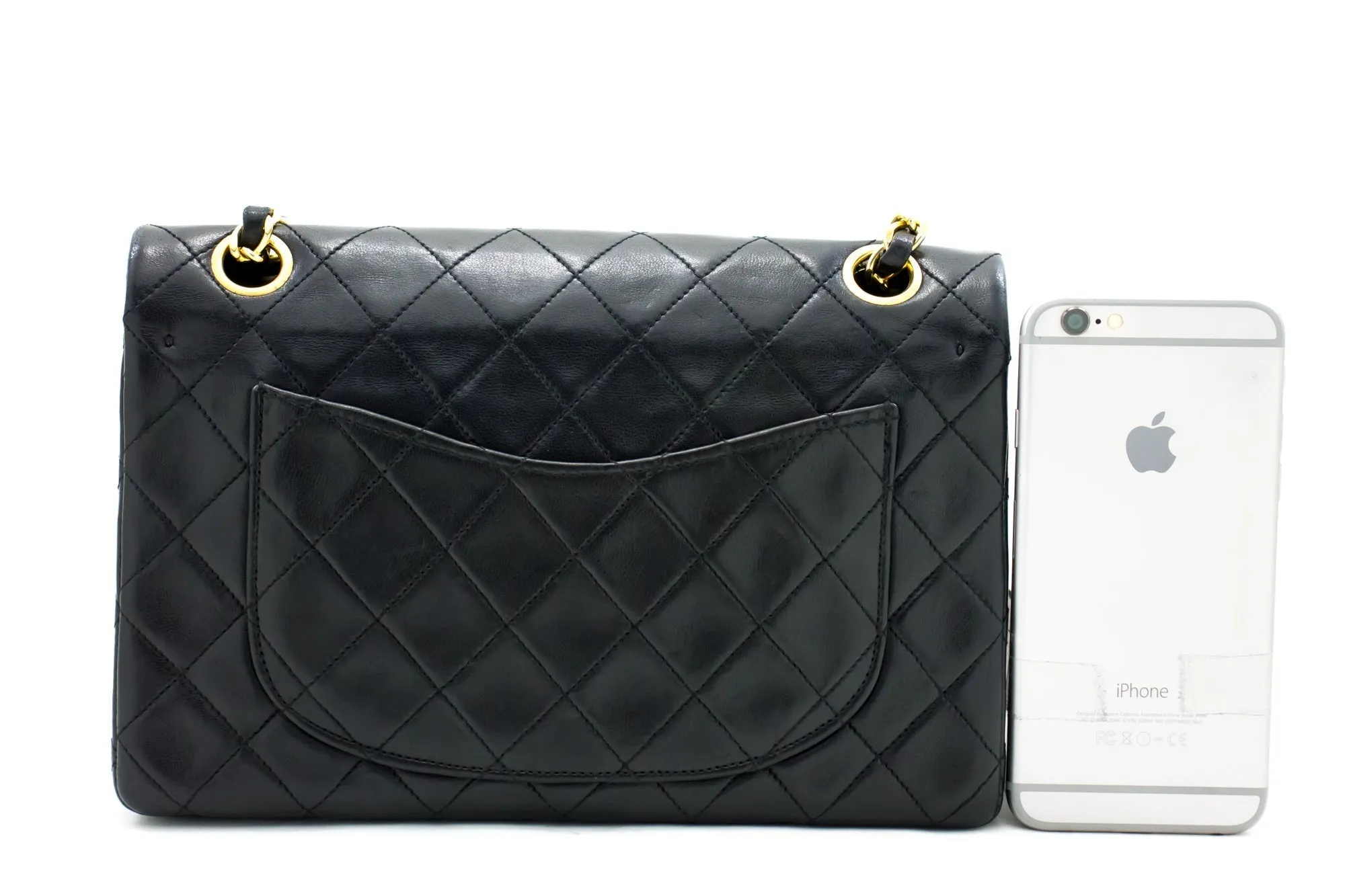 CHANEL 2.55 Double Flap Small Chain Shoulder Bag Black Lambskin