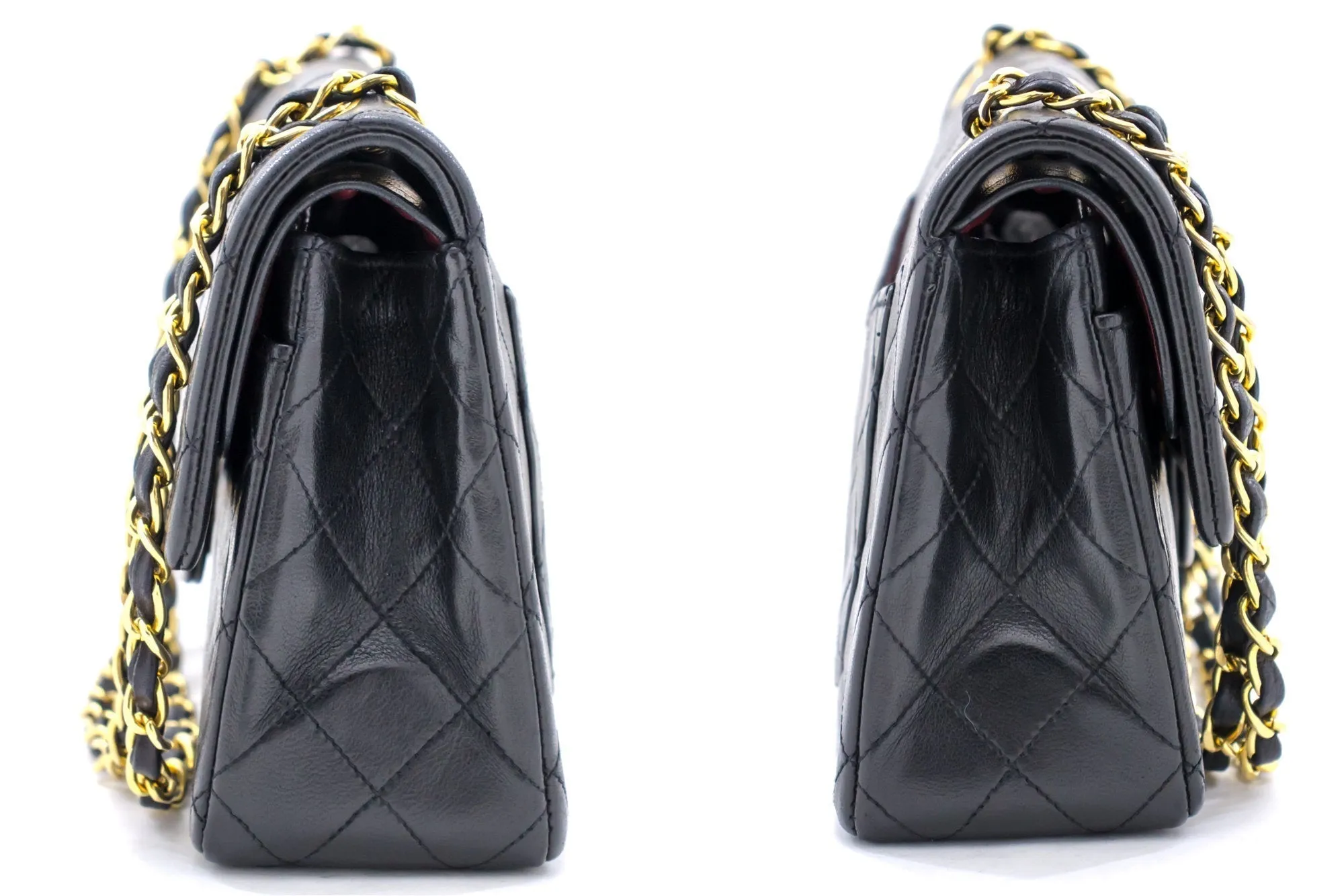 CHANEL 2.55 Double Flap Small Chain Shoulder Bag Black Lambskin