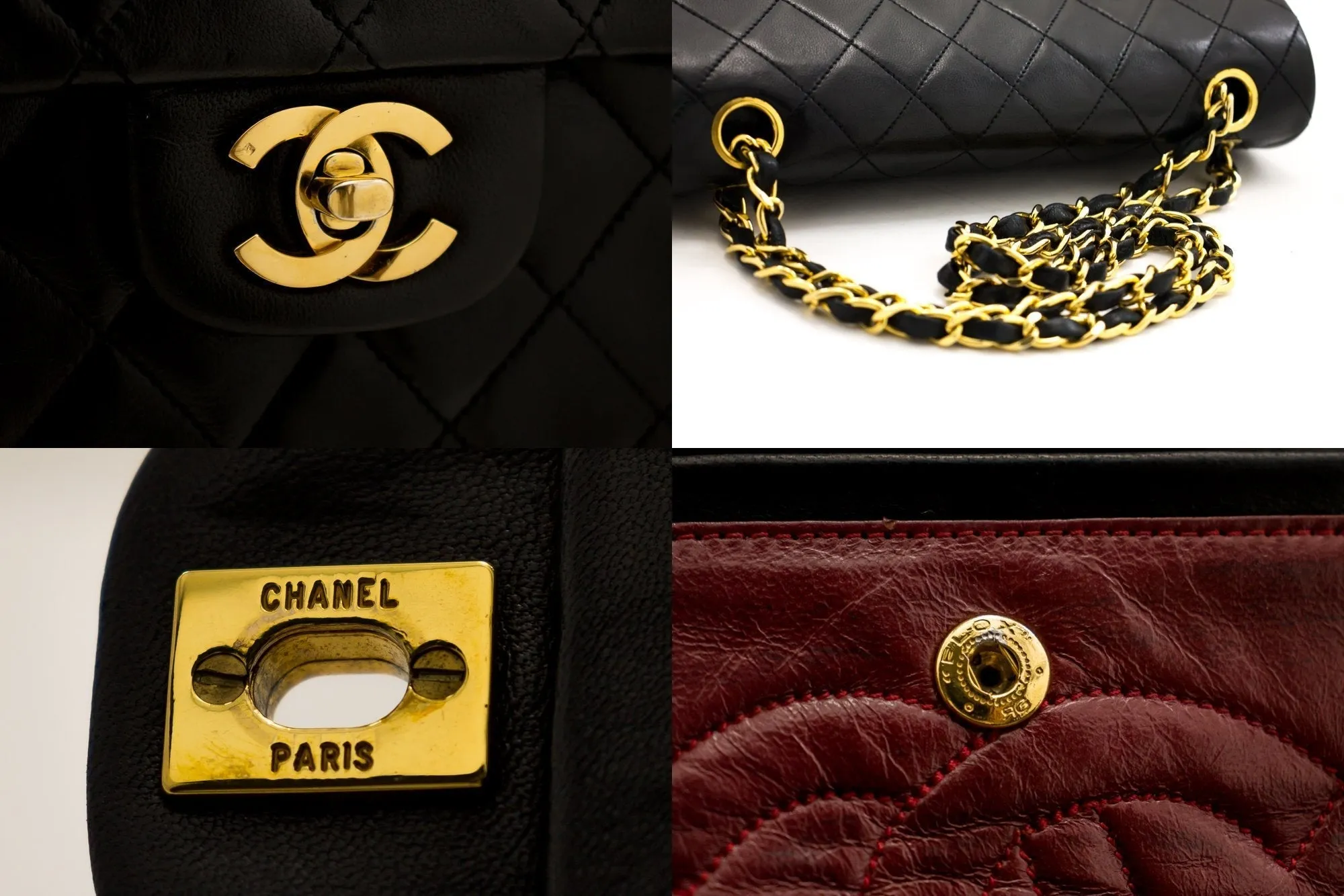 CHANEL 2.55 Double Flap Small Chain Shoulder Bag Black Lambskin