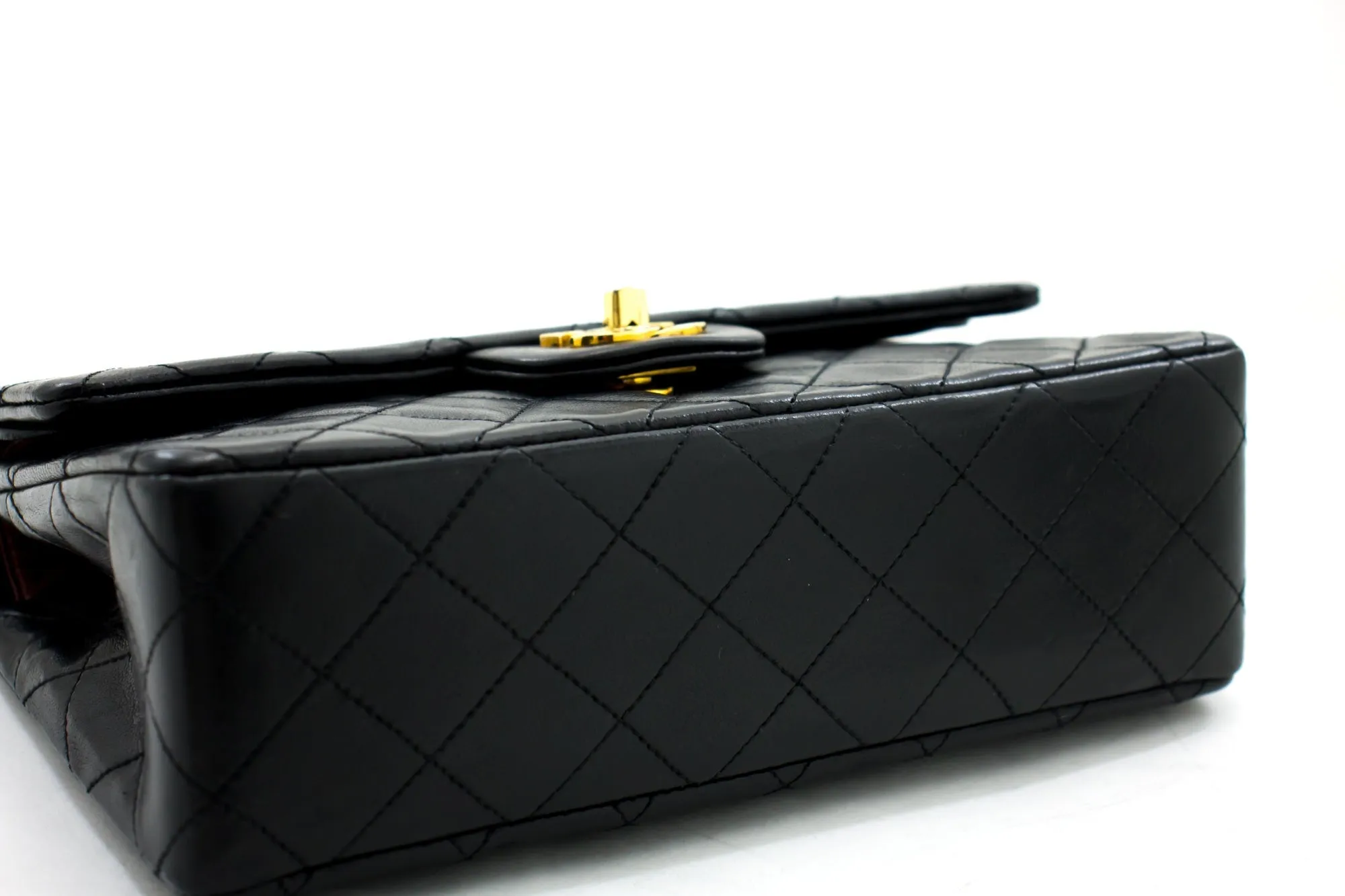 CHANEL 2.55 Double Flap Small Chain Shoulder Bag Black Lambskin