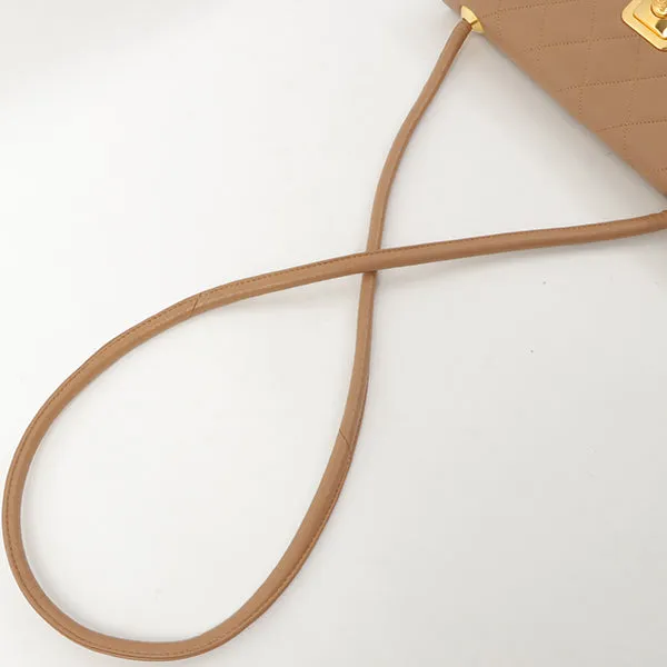 Chanel Around 1990 Made Square Cc Mark Push Lock Shoulder Bag Amber