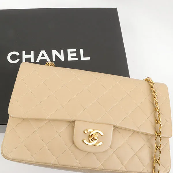 Chanel Around 1995 Made Classic Flap Chain Bag 25Cm Beige