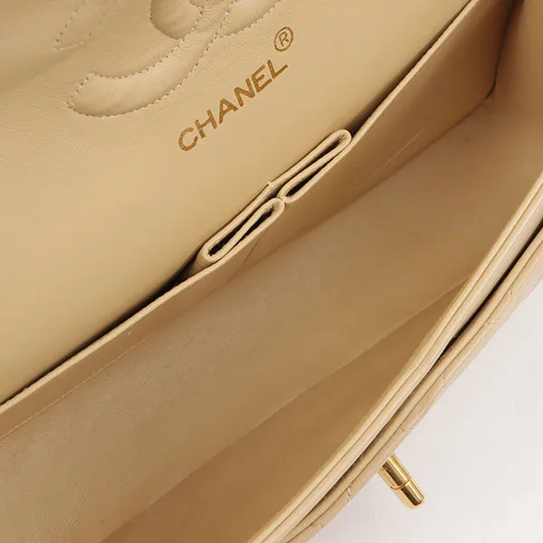 Chanel Around 1995 Made Classic Flap Chain Bag 25Cm Beige
