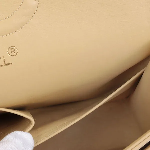 Chanel Around 1995 Made Classic Flap Chain Bag 25Cm Beige