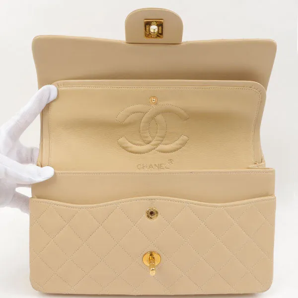 Chanel Around 1995 Made Classic Flap Chain Bag 25Cm Beige