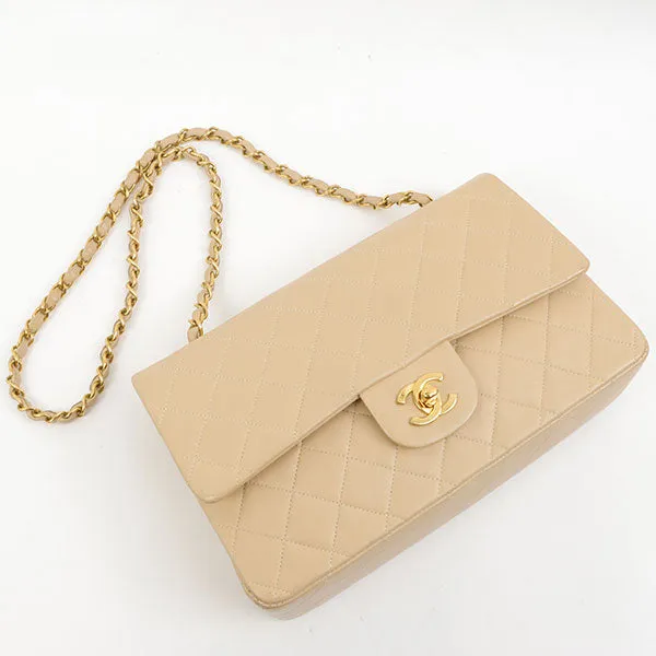 Chanel Around 1995 Made Classic Flap Chain Bag 25Cm Beige