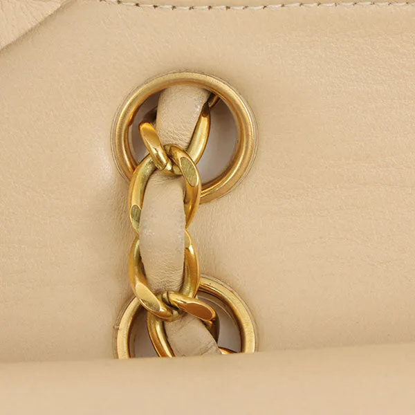 Chanel Around 1995 Made Classic Flap Chain Bag 25Cm Beige