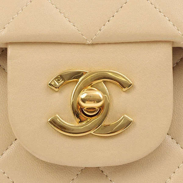 Chanel Around 1995 Made Classic Flap Chain Bag 25Cm Beige