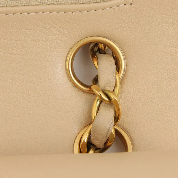 Chanel Around 1995 Made Classic Flap Chain Bag 25Cm Beige