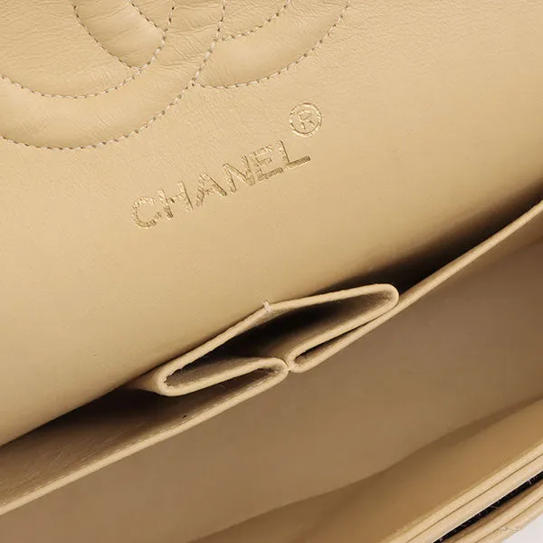 Chanel Around 1995 Made Classic Flap Chain Bag 25Cm Beige