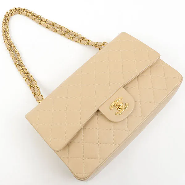 Chanel Around 1995 Made Classic Flap Chain Bag 25Cm Beige