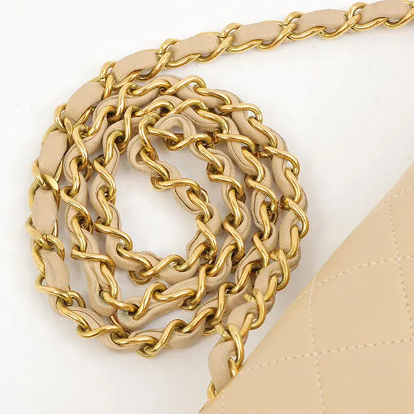 Chanel Around 1995 Made Classic Flap Chain Bag 25Cm Beige