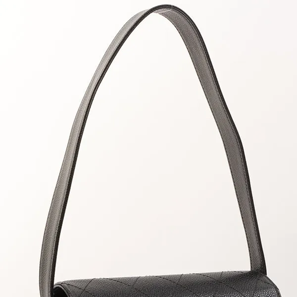 Chanel Around 1997 Made Caviar Skin Turn-Lock Shoulder Bag Black