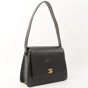 Chanel Around 1997 Made Caviar Skin Turn-Lock Shoulder Bag Black