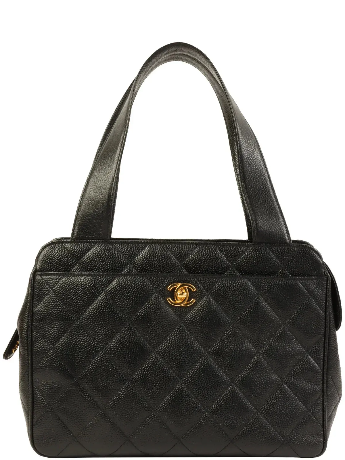 CHANEL Around 1997 Made Turn-Lock Shoulder Bag Black