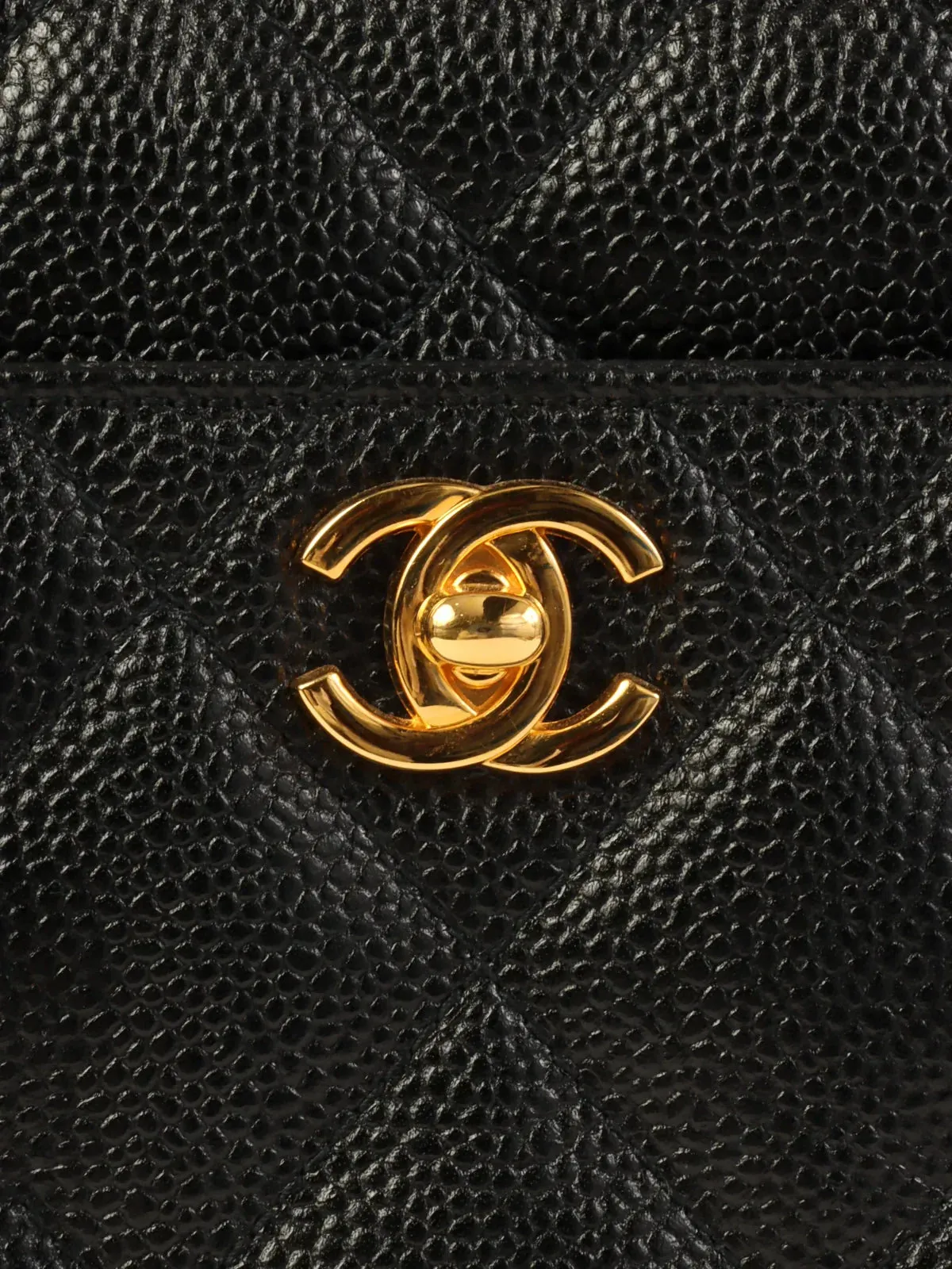 CHANEL Around 1997 Made Turn-Lock Shoulder Bag Black