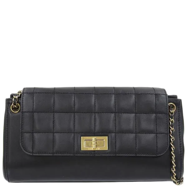 CHANEL Around 2001 Made Chocolate Bar 2.55 Chain Bag Black