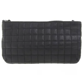 CHANEL Around 2004 Made Chocolate Bar Camellia Cc Mark No.5 Chain Pouch Black