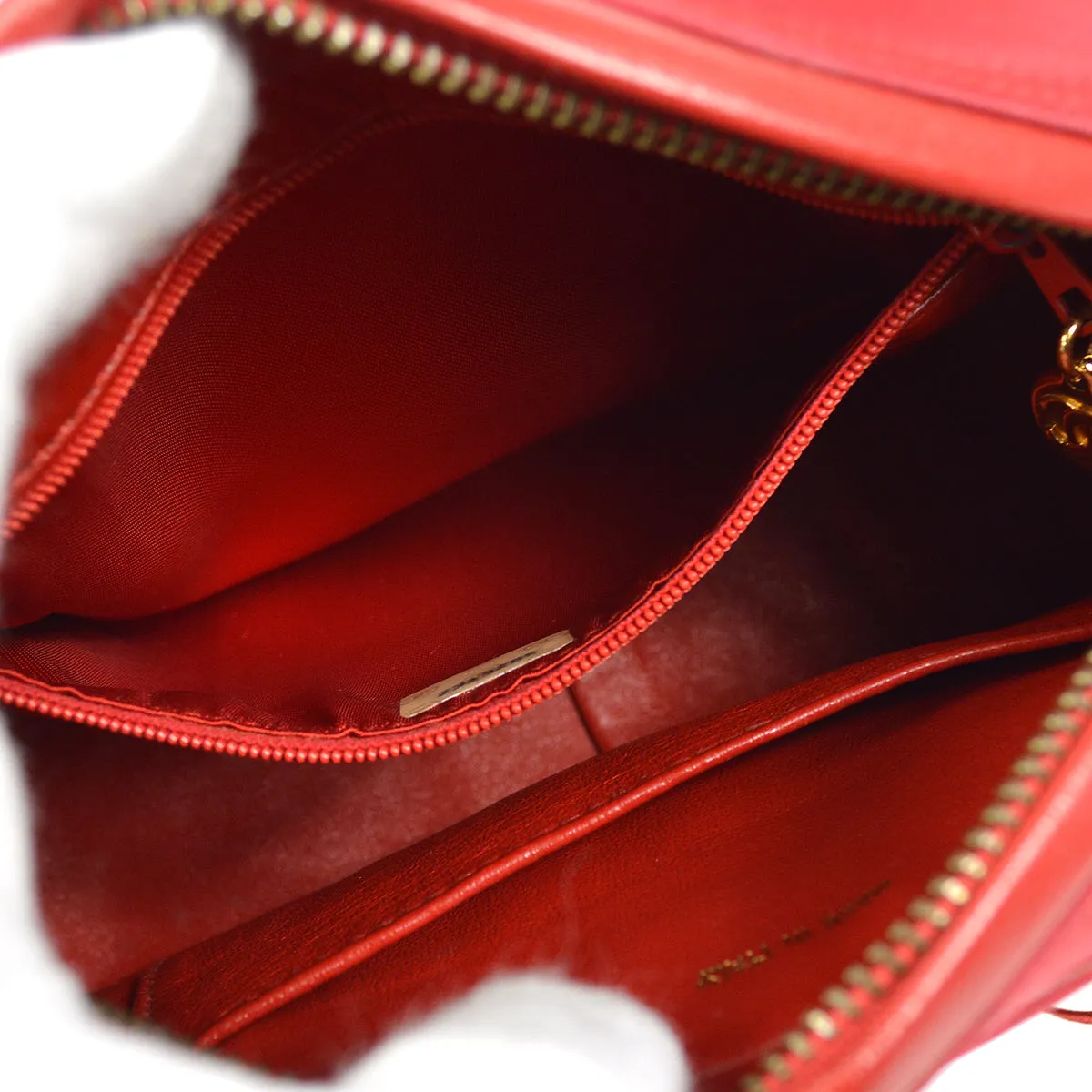 CHANEL Bijou Chain Shoulder Bag Red Satin