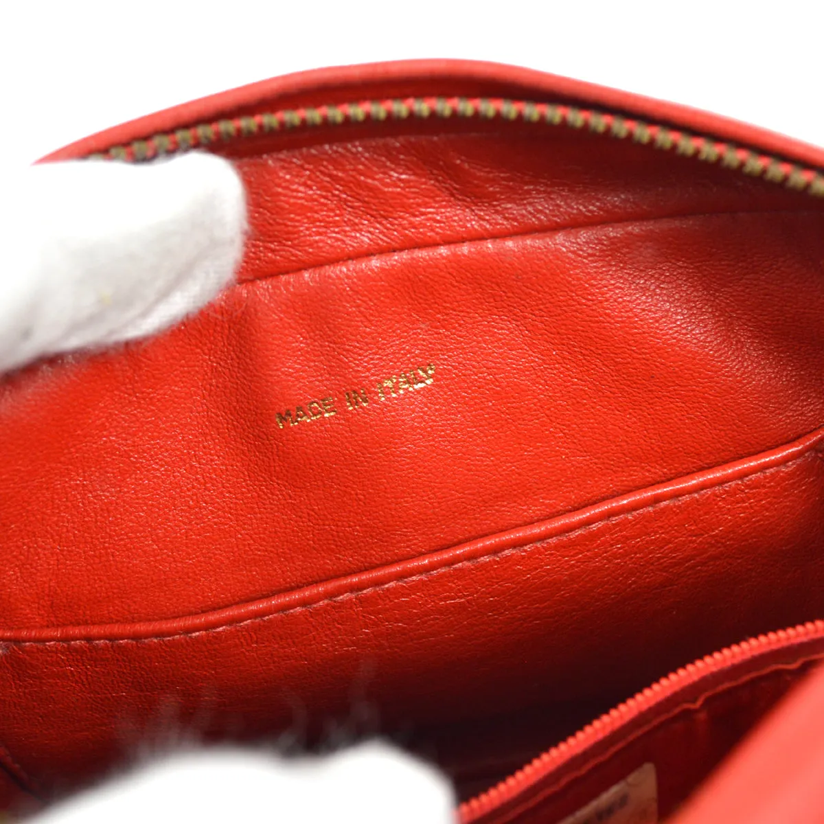 CHANEL Bijou Chain Shoulder Bag Red Satin