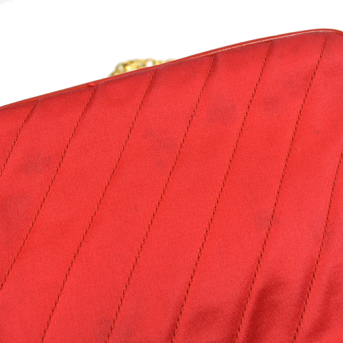 CHANEL Bijou Chain Shoulder Bag Red Satin