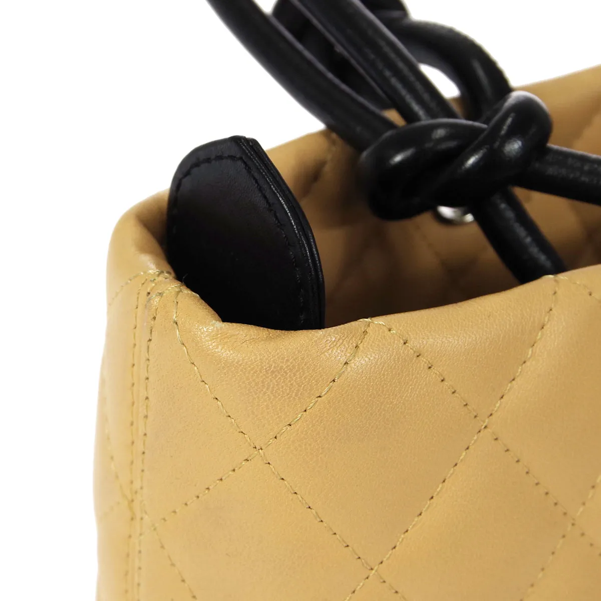 CHANEL Cambon Ligne Hand Tote Bag Beige Calfskin