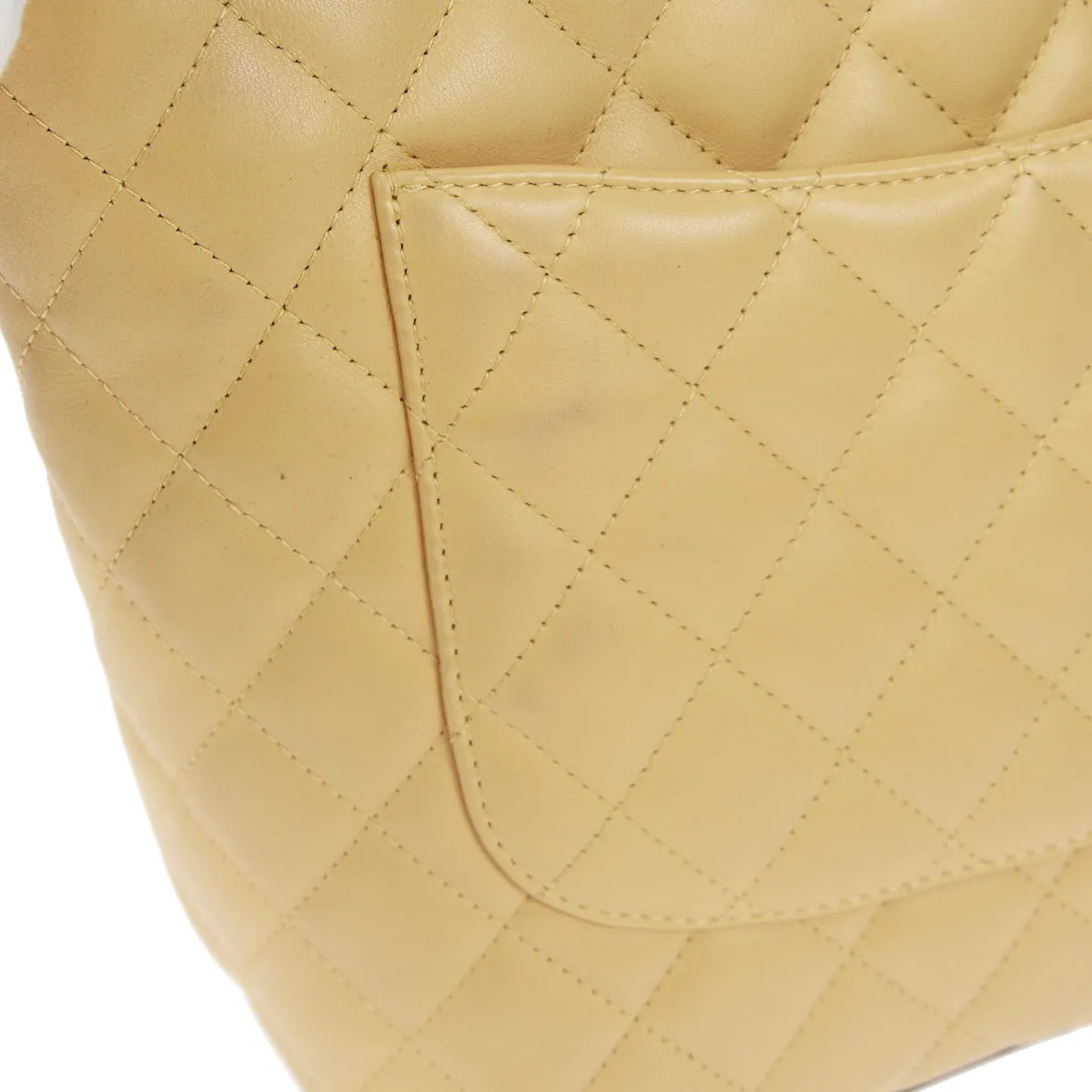 CHANEL Cambon Ligne Hand Tote Bag Beige Calfskin