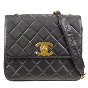 CHANEL Chain Shoulder Bag Black Lambskin