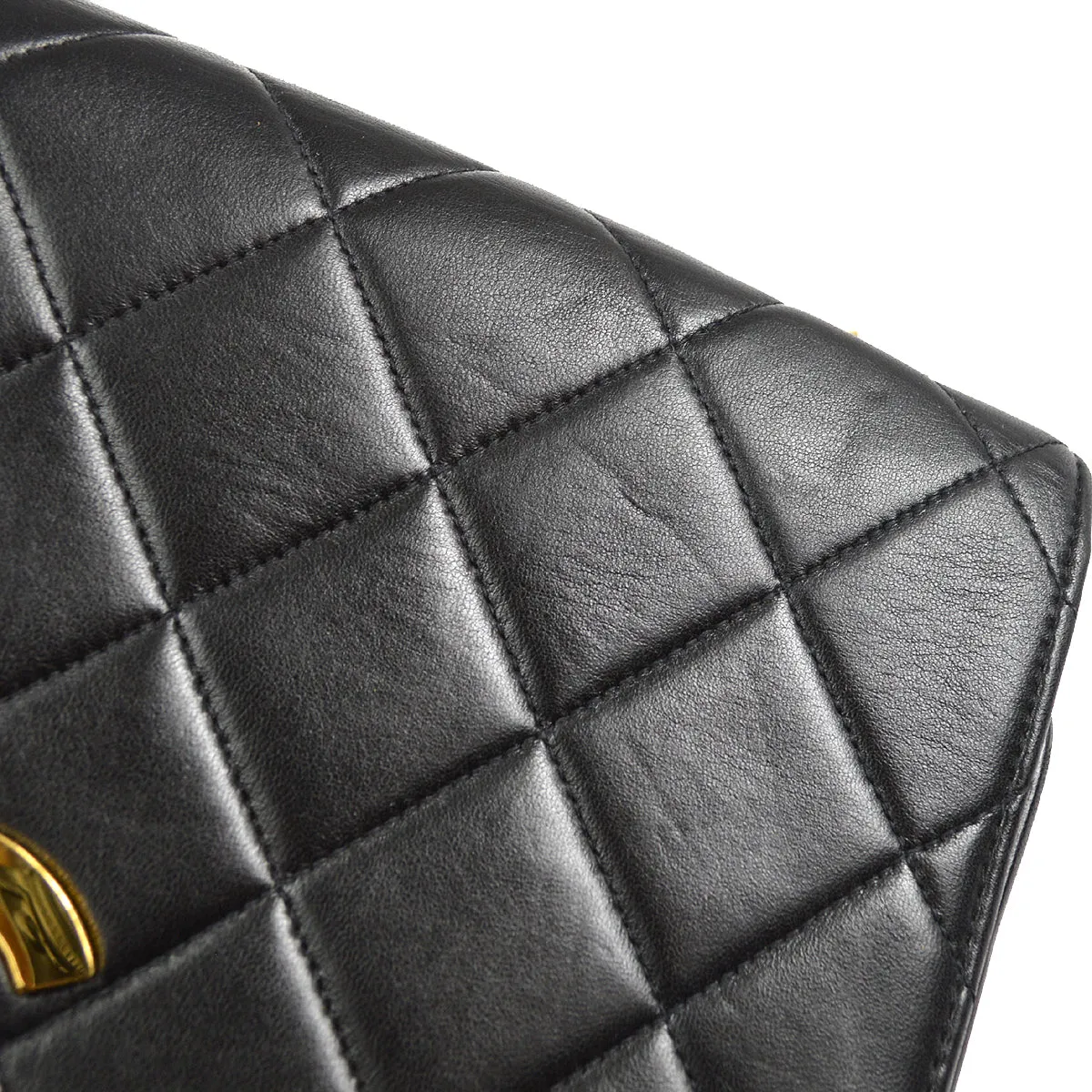 CHANEL Chain Shoulder Bag Black Lambskin